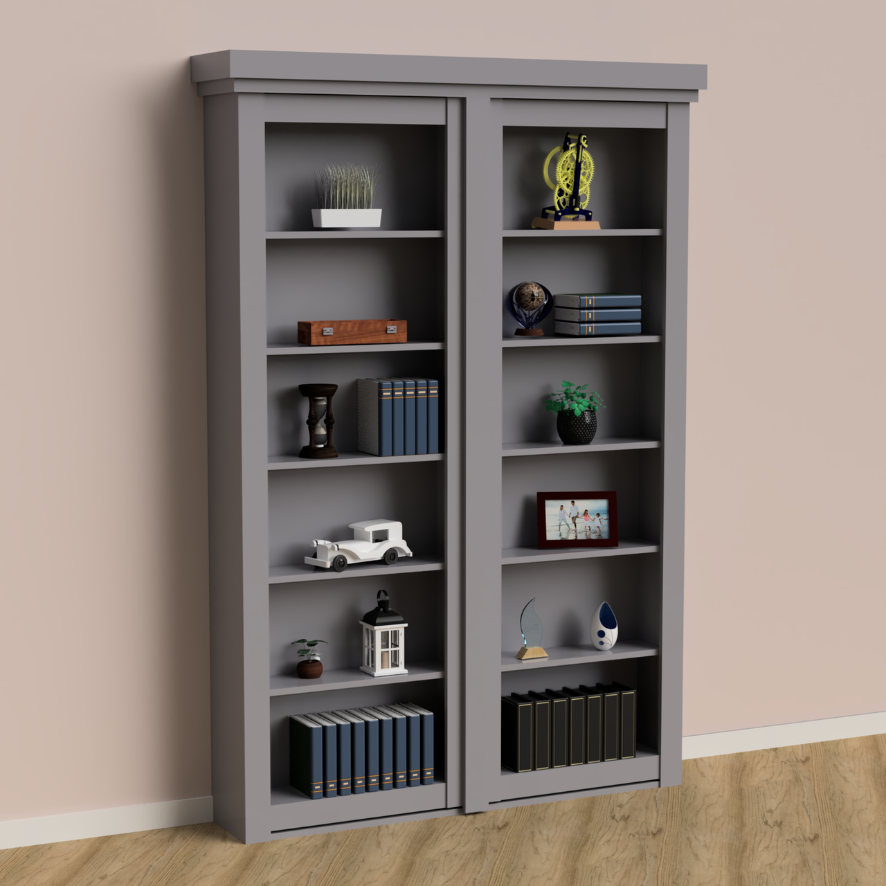 Wall Mount Hidden Bookcase Door – Open Shelves (Style 1) - view 2