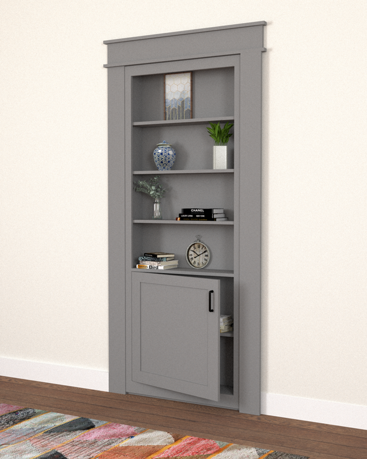 Single Hidden Bookcase Door – Lower Cabinet Storage (Style 2) — view 3