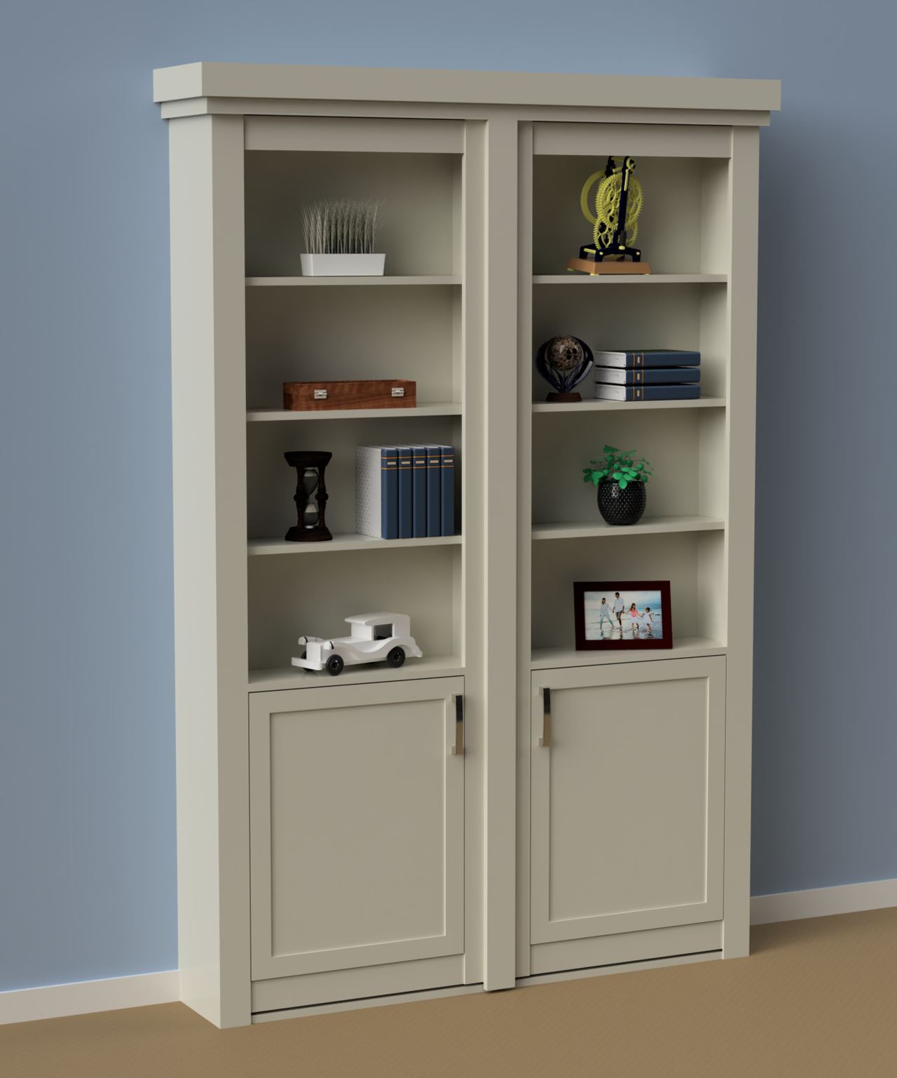 Wall Mount Hidden Bookcase Door – Lower Cabinet Storage (Style 2) - view 5