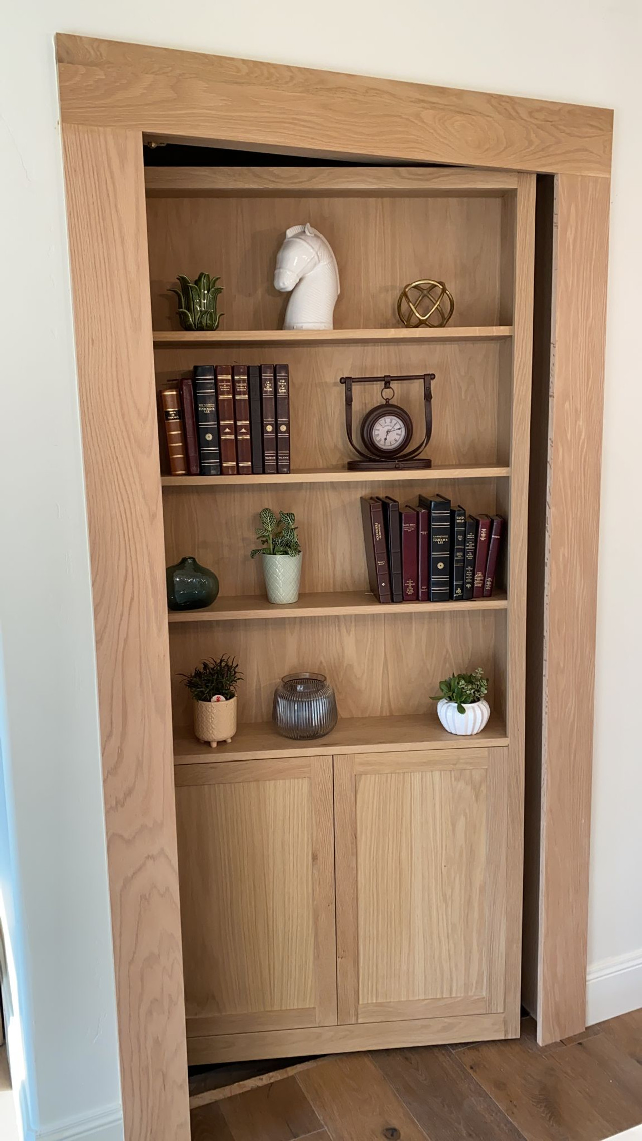 Single Hidden Bookcase Door – Upper Shelves & Base Cabinet (Style 3) — view 4