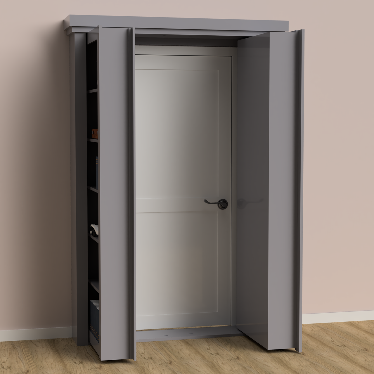 Wall Mount Hidden Bookcase Door – Open Shelves (Style 1) - view 3