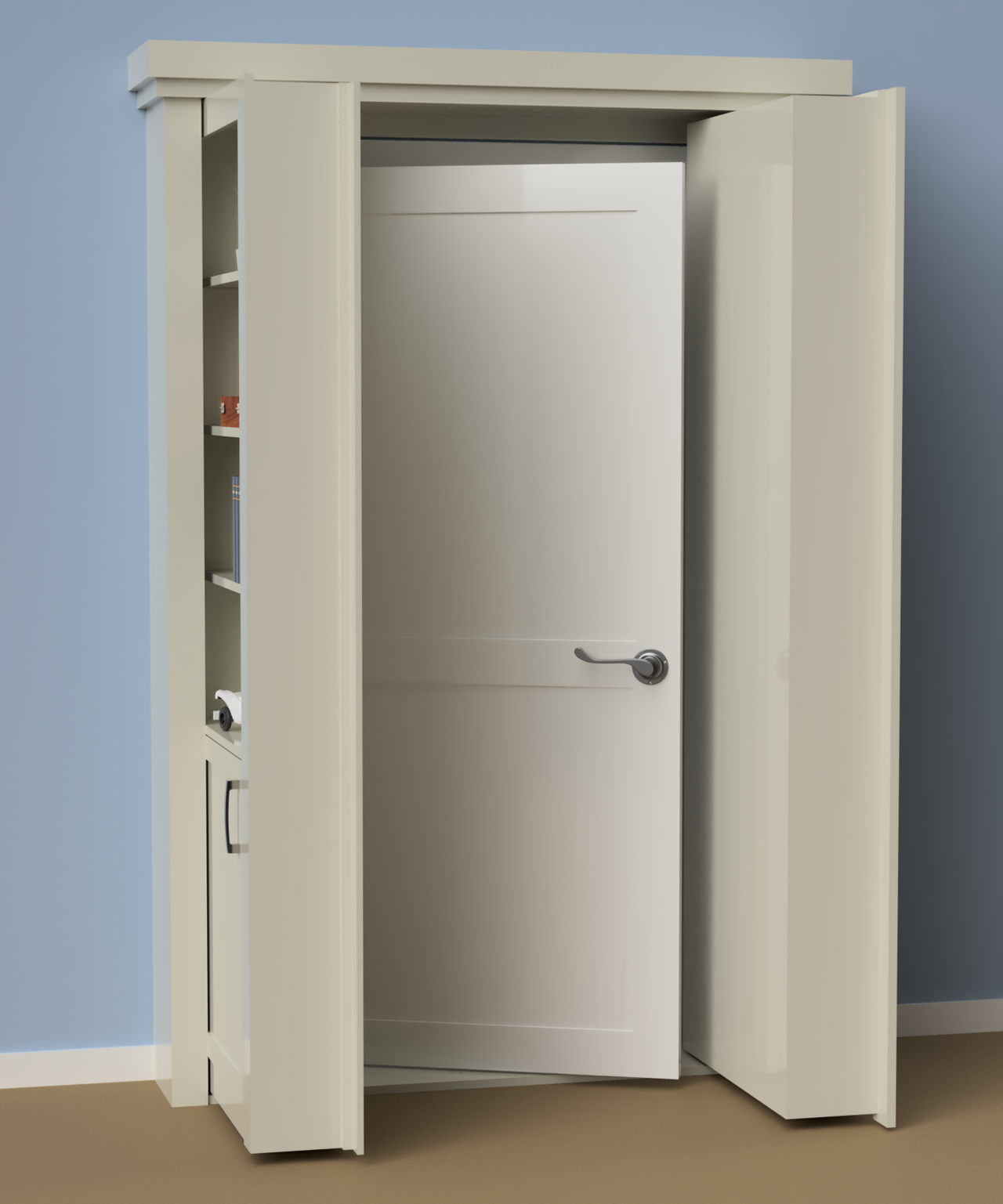 Wall Mount Hidden Bookcase Door – Lower Cabinet Storage (Style 2) - view 3