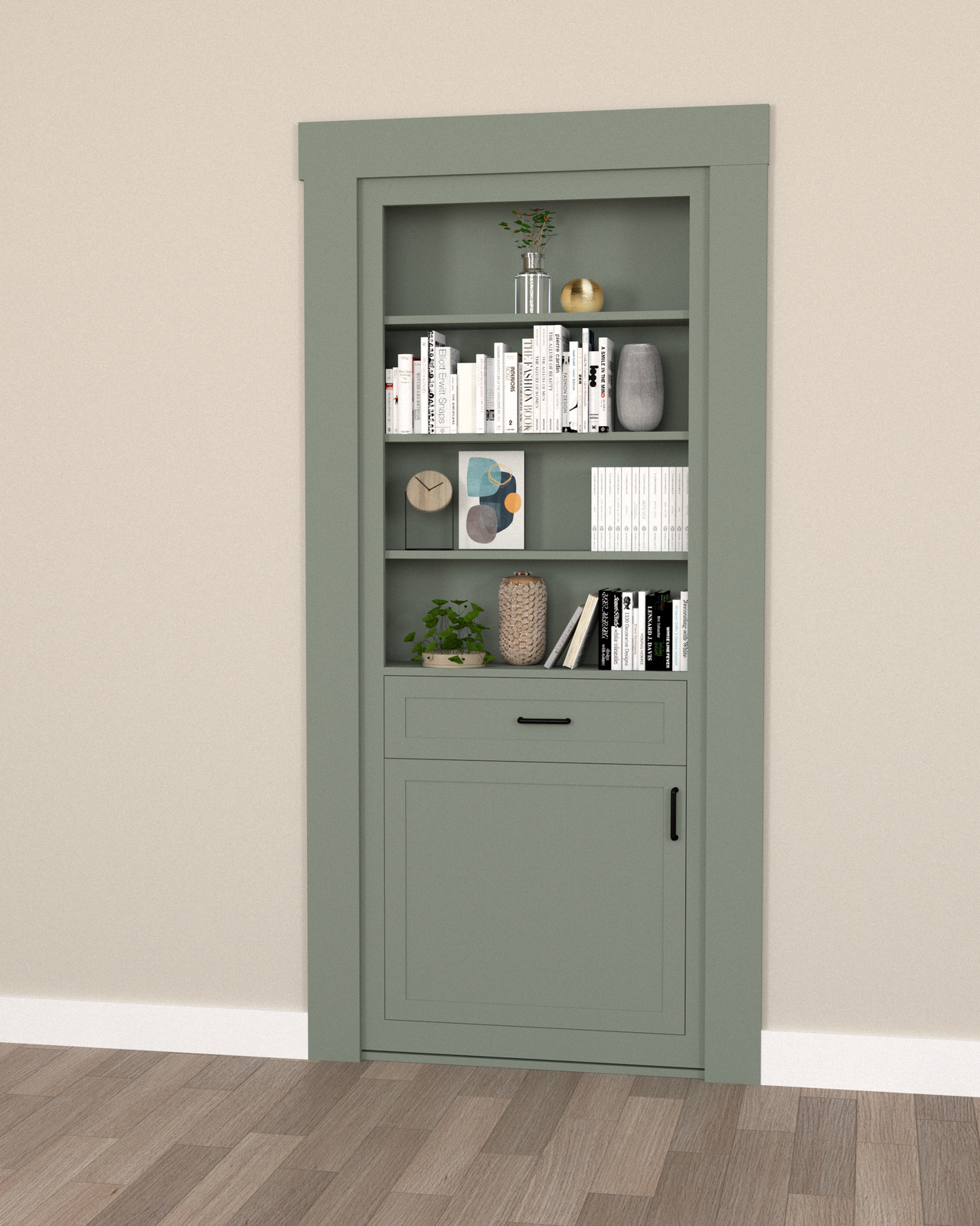 Single Hidden Bookcase Door – Contemporary Shelf Cabinet (Style 5) — view 5