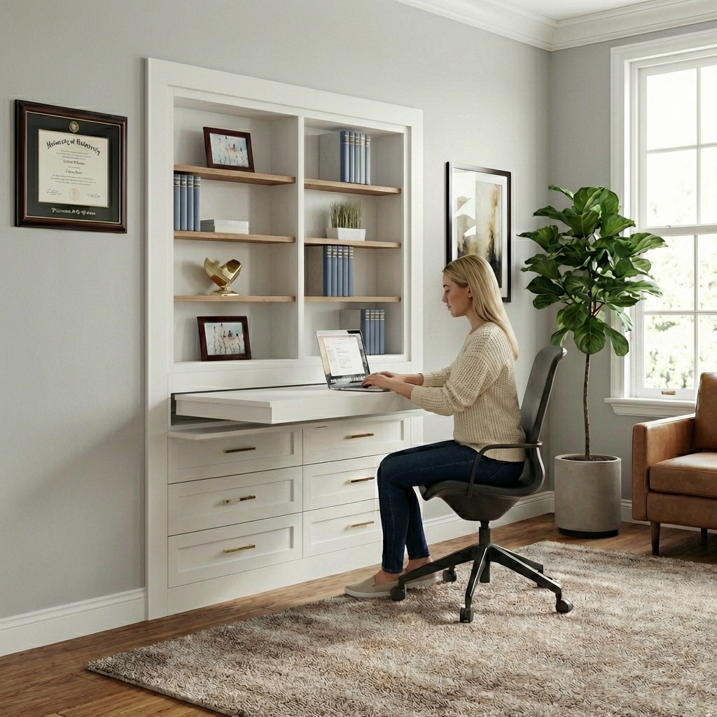Hidden Closet Double Door with Desk System — view 7