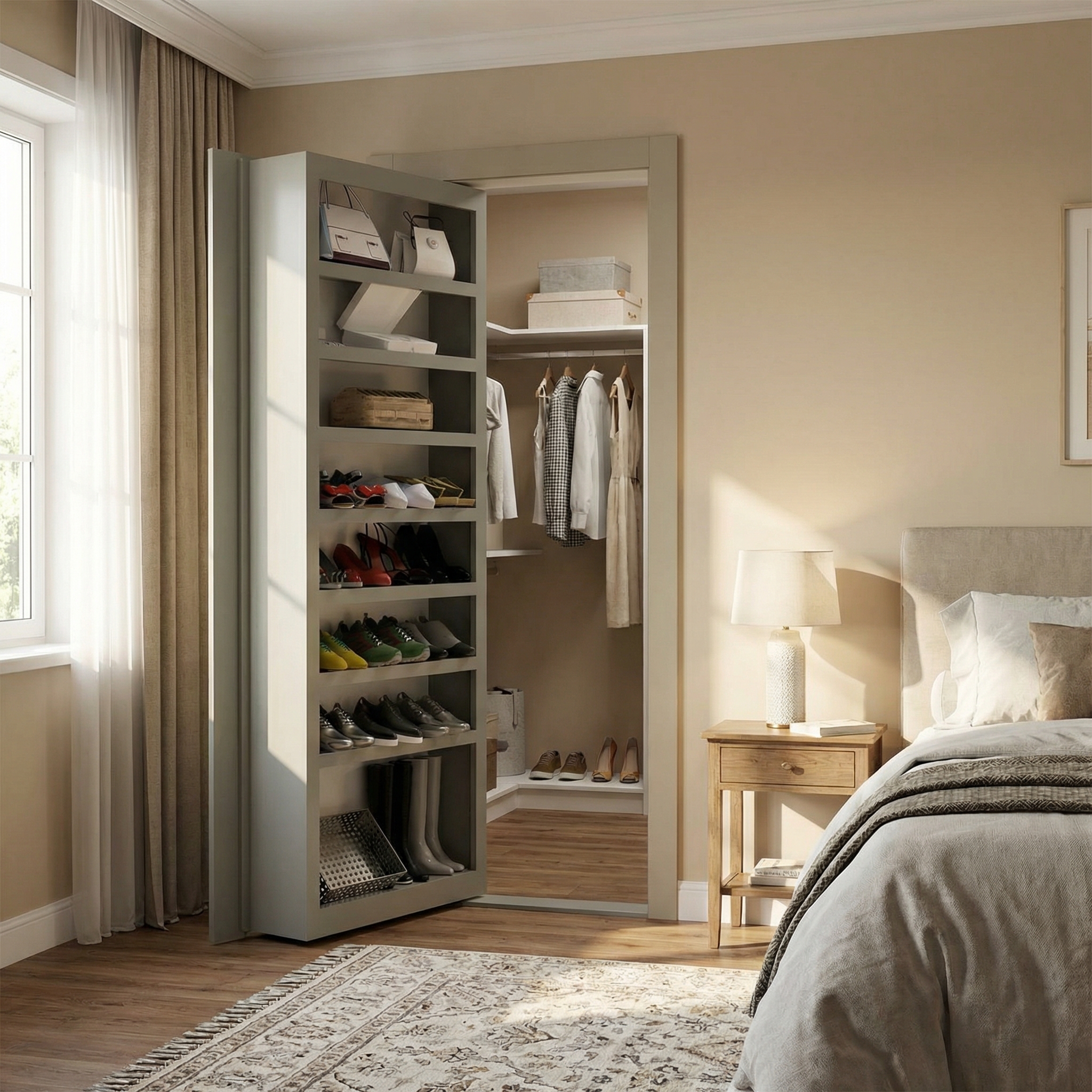 Hidden Mirror Door with Shoe Storage — view 3