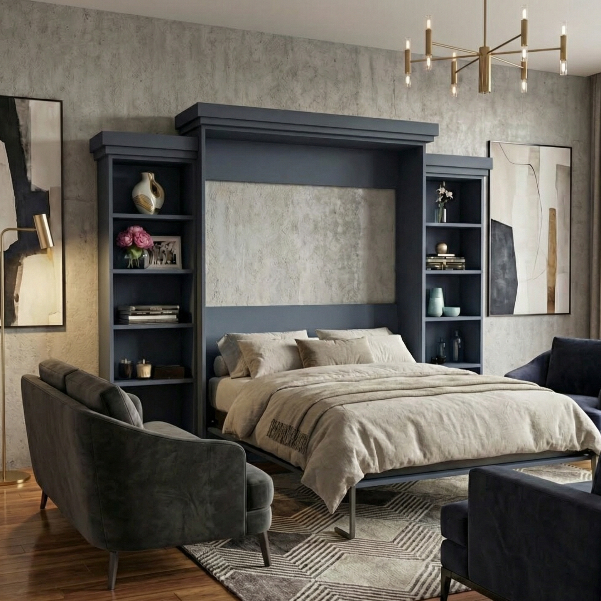 Murphy Bed Cabinet – Chevron Front (Style 1) — view 2