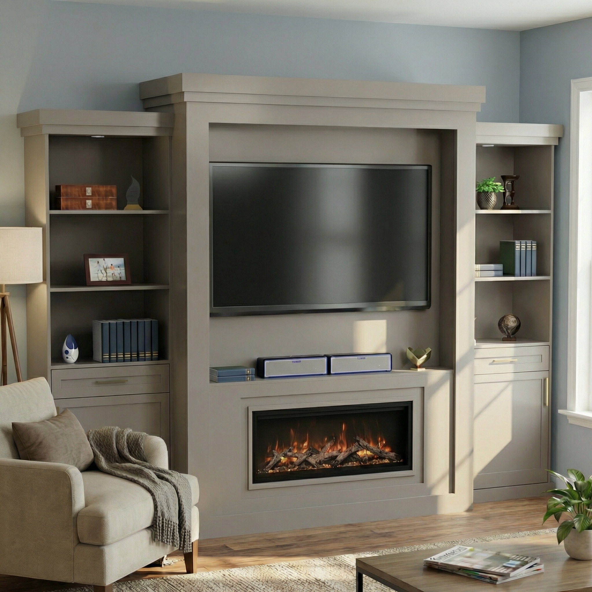 Rotating Murphy Bed Cabinet with Fireplace (Style 6) — view 3