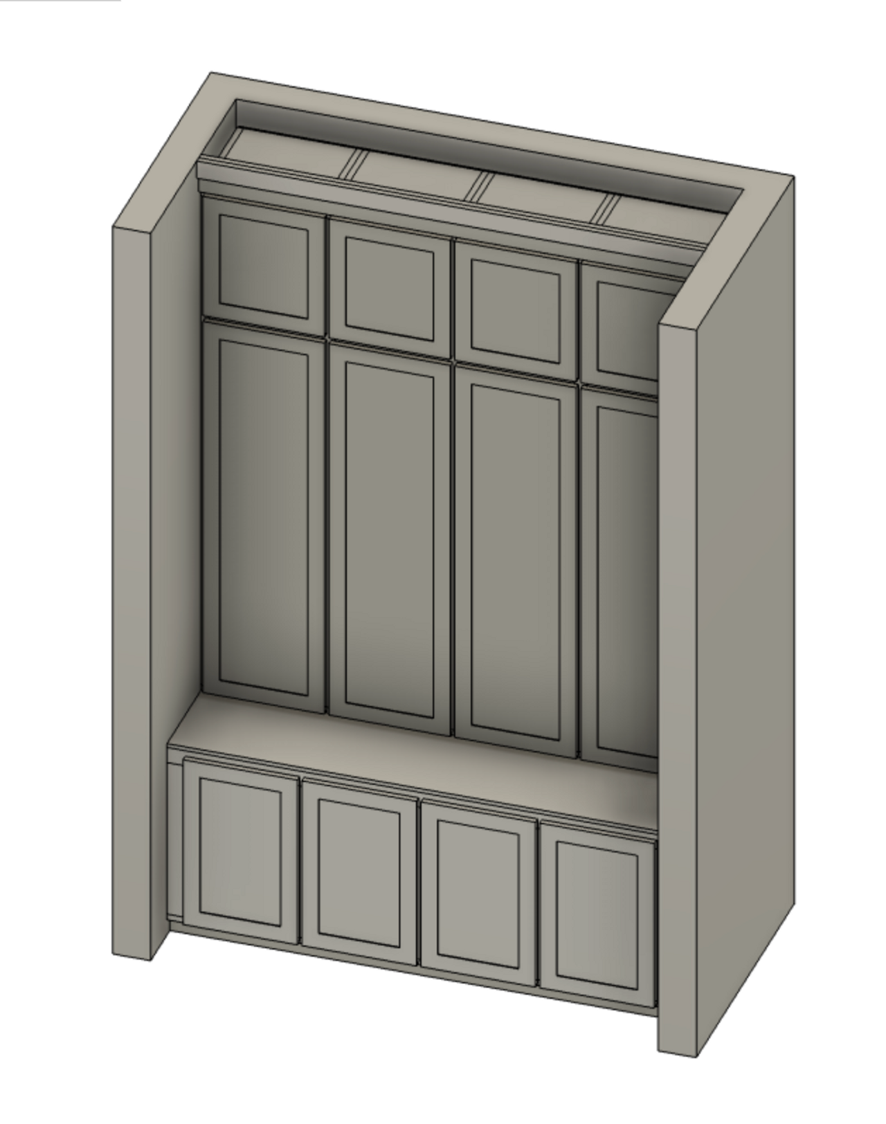 Custom Mudroom Cabinet System – U Shape Layout - view 2