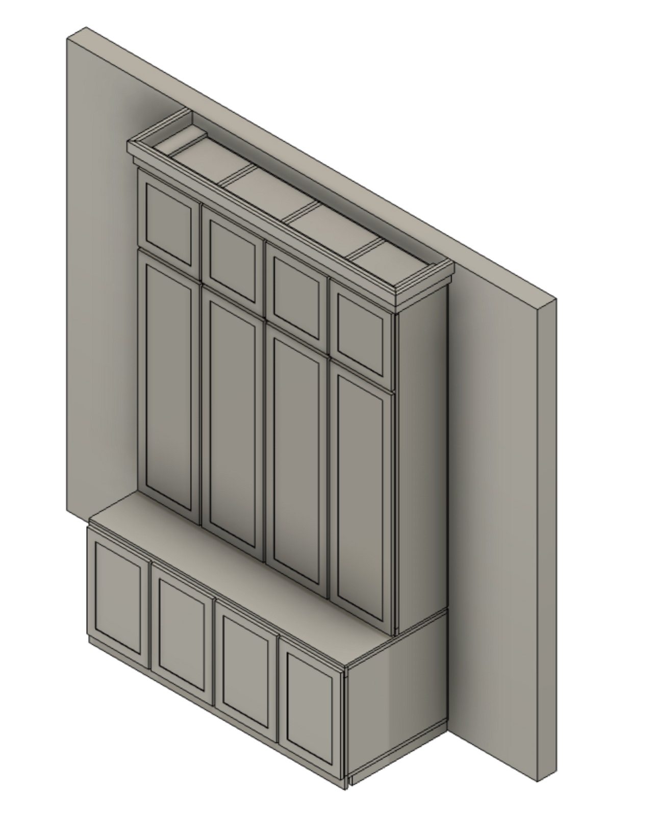 Custom Mudroom Cabinet System – Straight Wall Layout - view 2