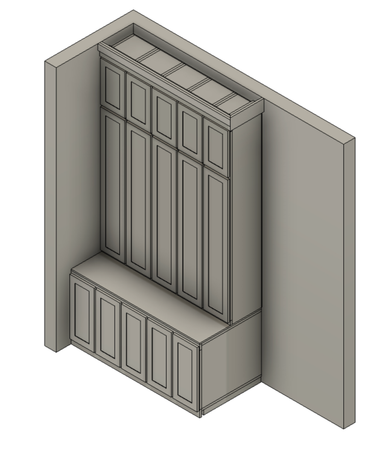 Custom Mudroom Cabinet System – L Shape Layout - view 2