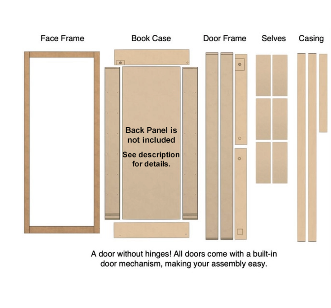 Single Hidden Bookcase Door DIY Kit – Lower Cabinet (Style 2) - view 2