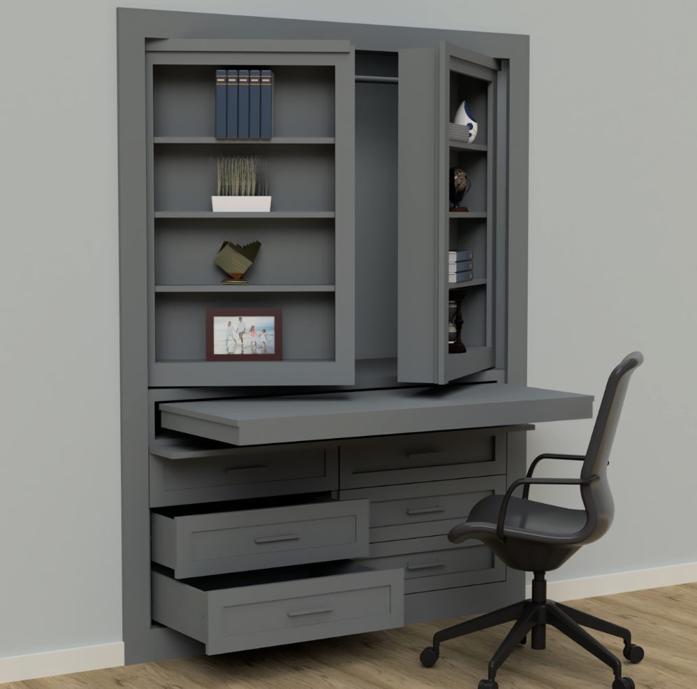 Hidden Closet Double Door with Desk System — view 3