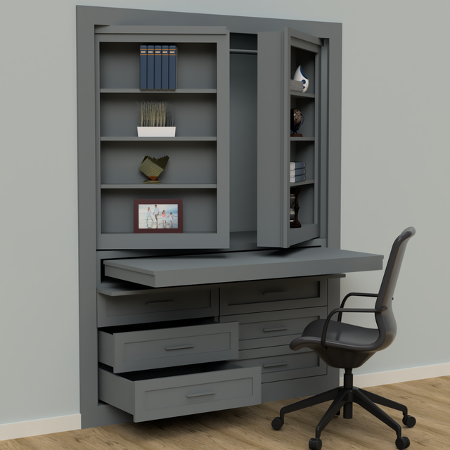 Hidden Closet Double Door with Desk — view 3