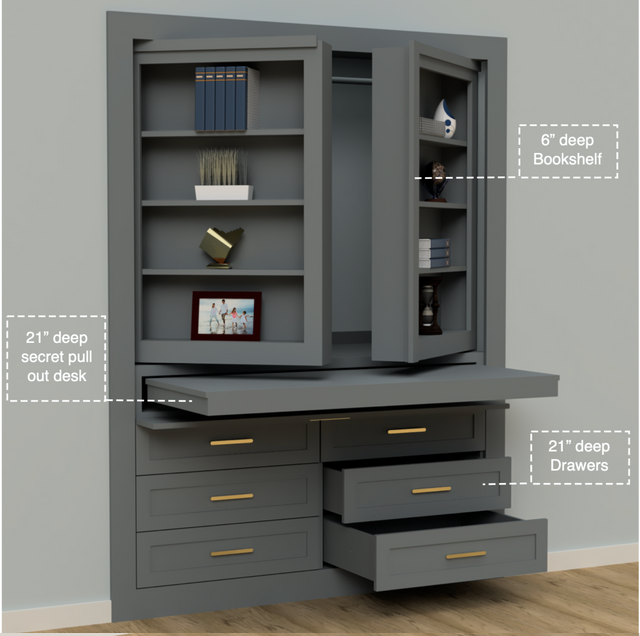 Hidden Closet Double Door with Desk — view 7