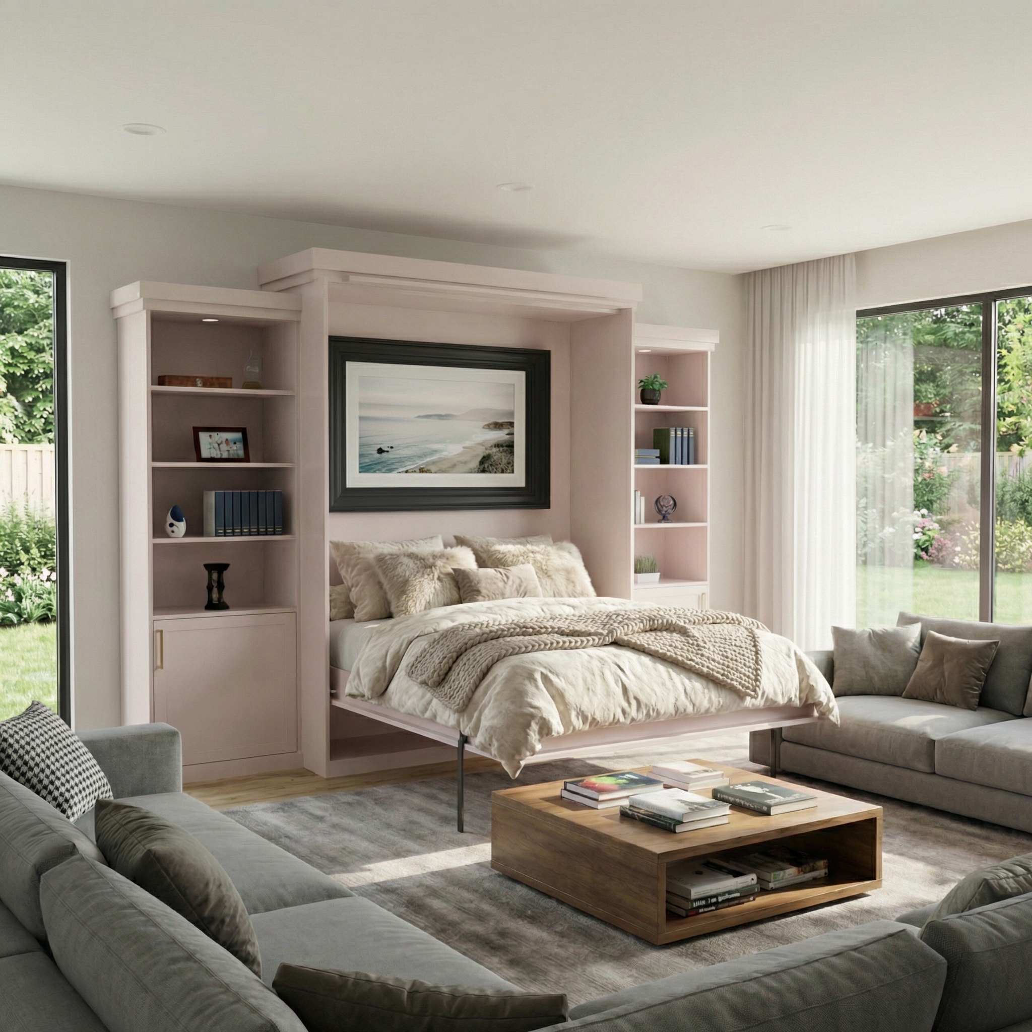 Rotating Murphy Bed Cabinet with Storage (Style 4) — view 2