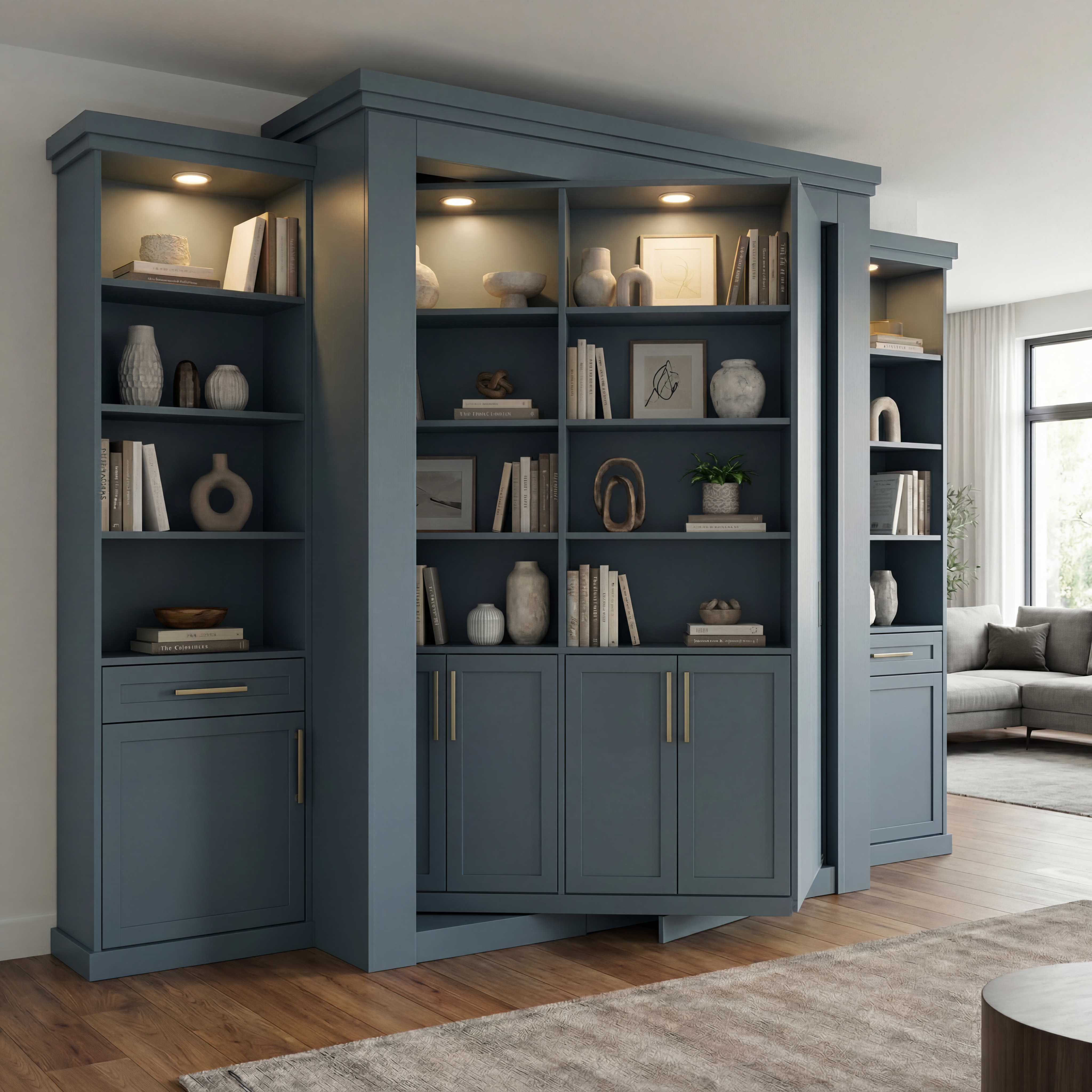 Rotating Murphy Bed Cabinet Library (Style 7) — view 3