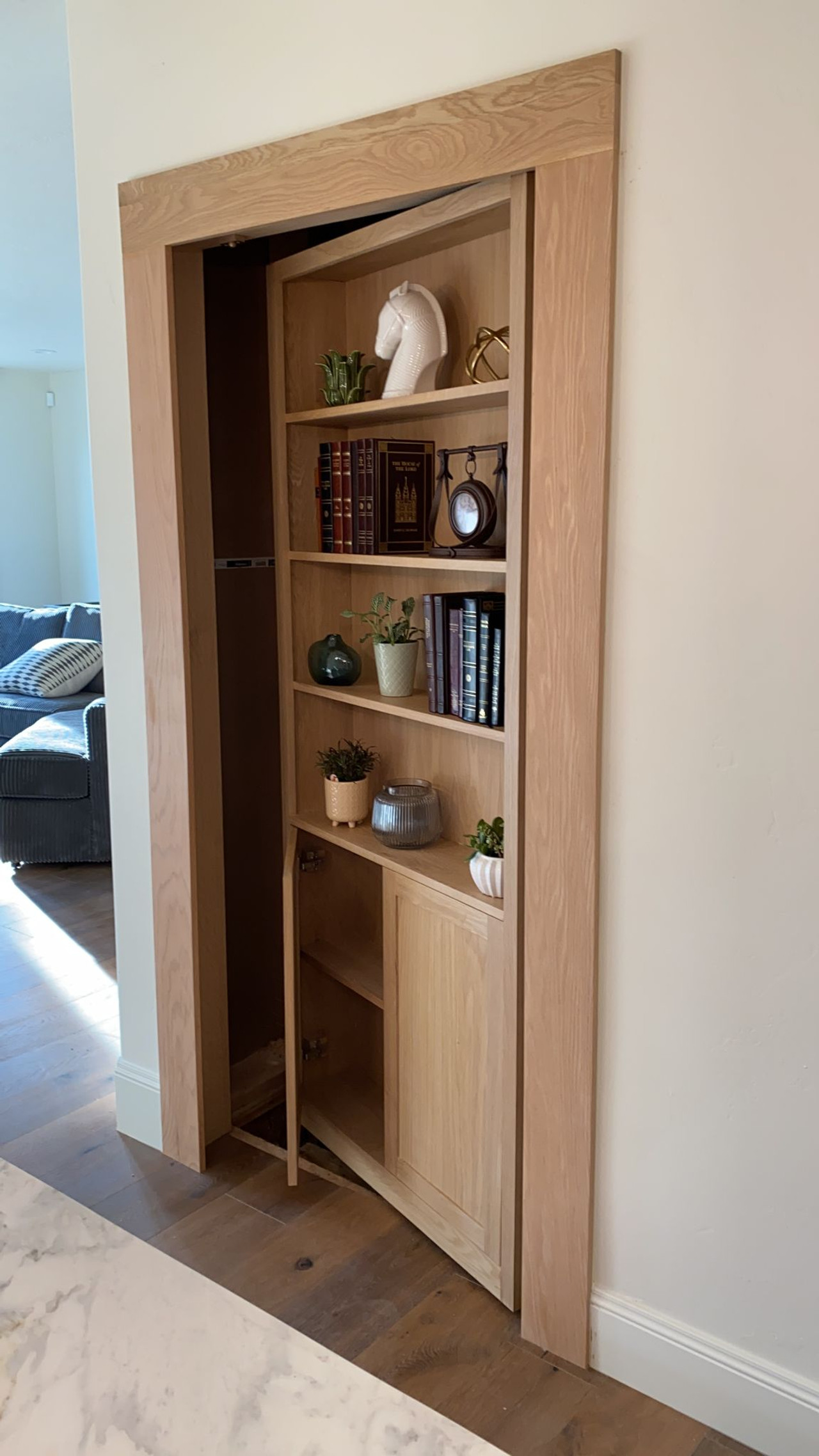 Single Hidden Bookcase Door – Upper Shelves & Base Cabinet (Style 3) — view 5