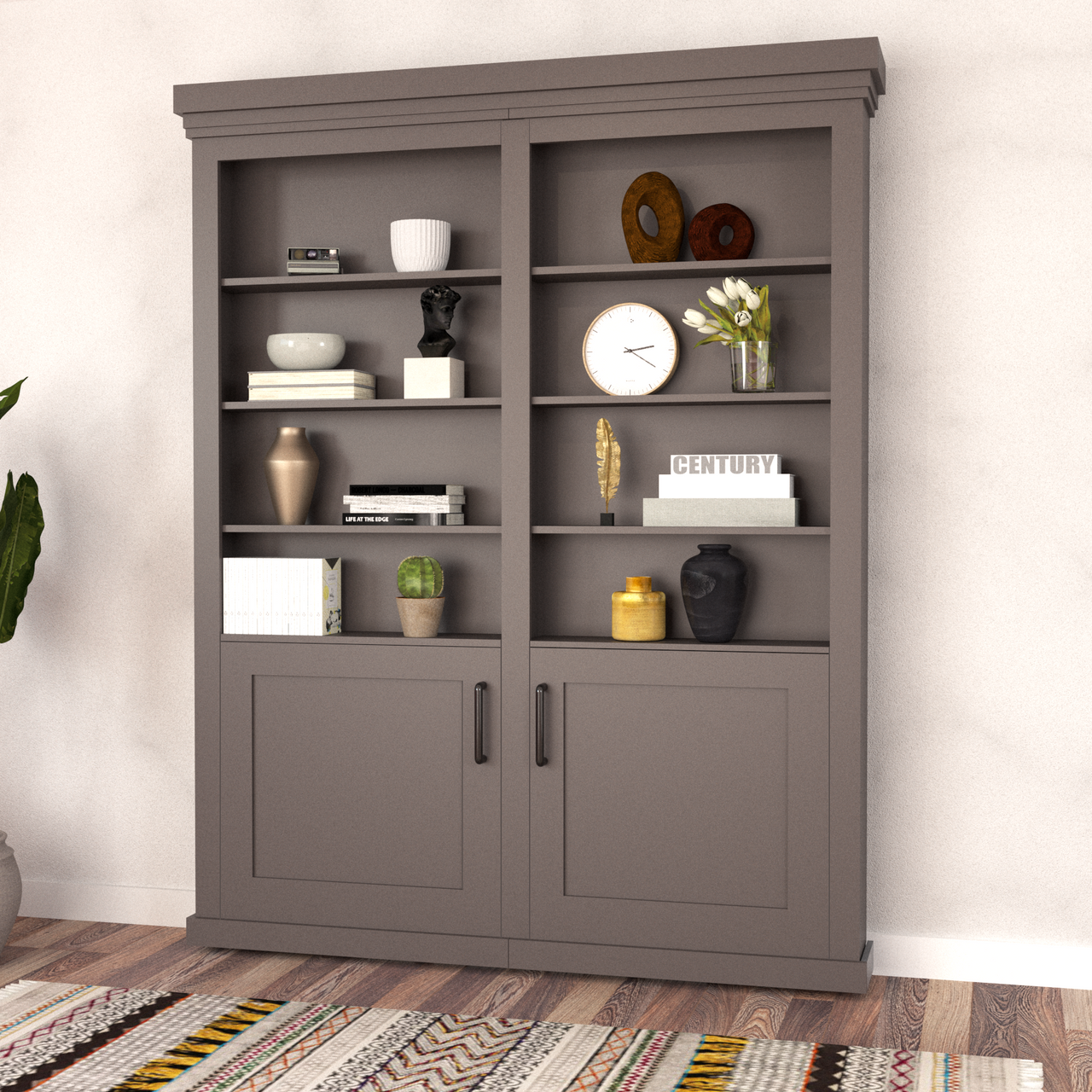 Double Sliding Bookcase Door – Lower Cabinet Storage (Style 2) — view 2