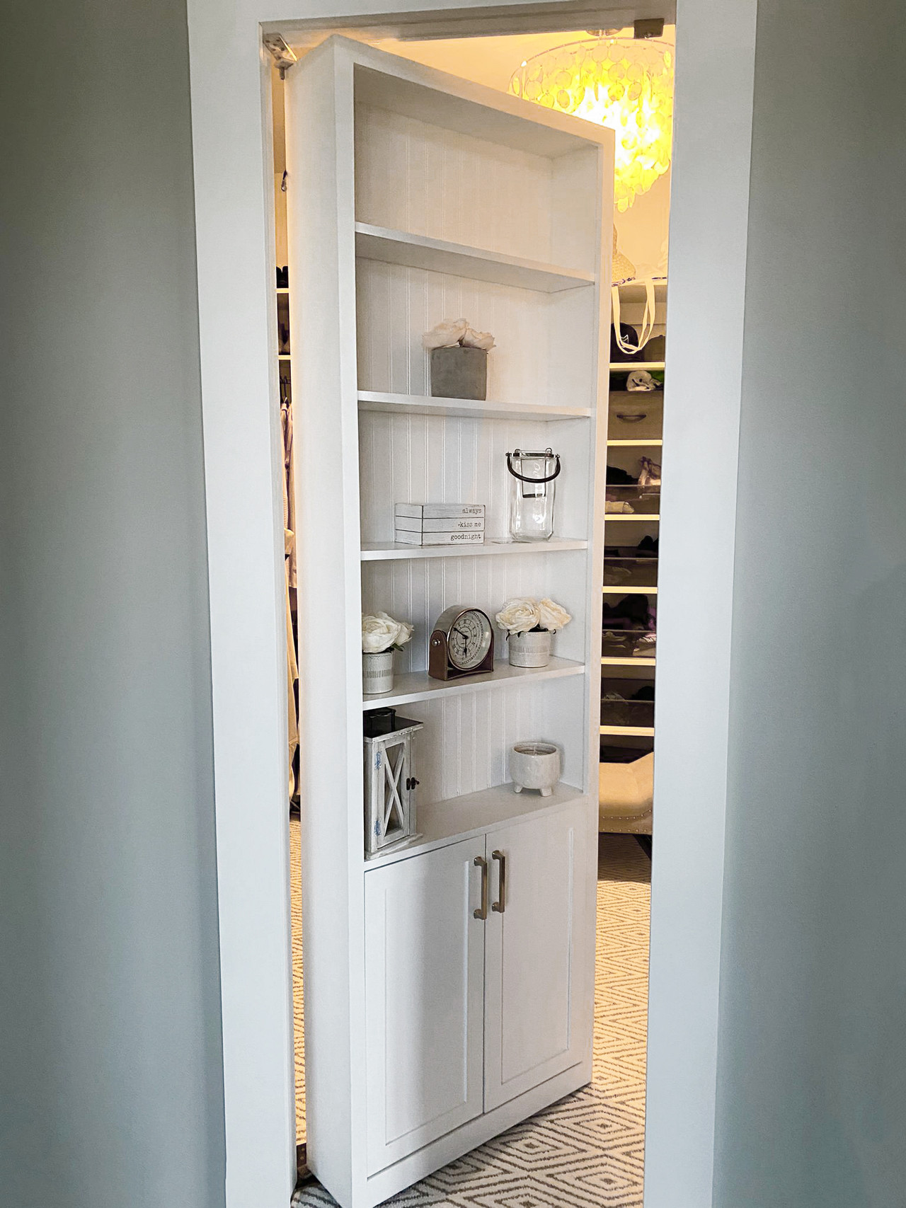 Single Hidden Bookcase Door – Upper Shelves & Base Cabinet (Style 3) — view 6