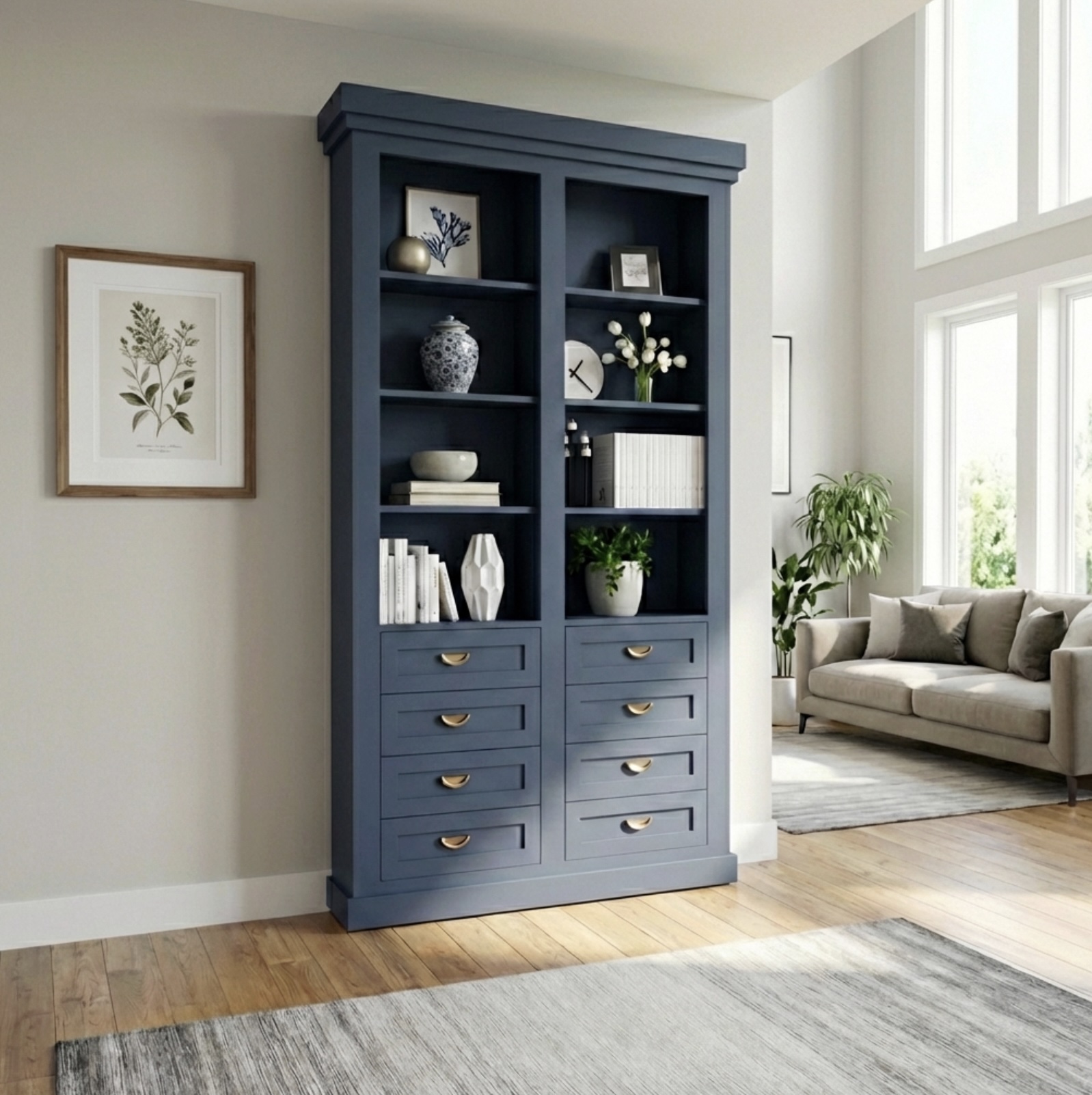Single Sliding Bookcase Door – Drawer Base Design (Style 4) — view 2