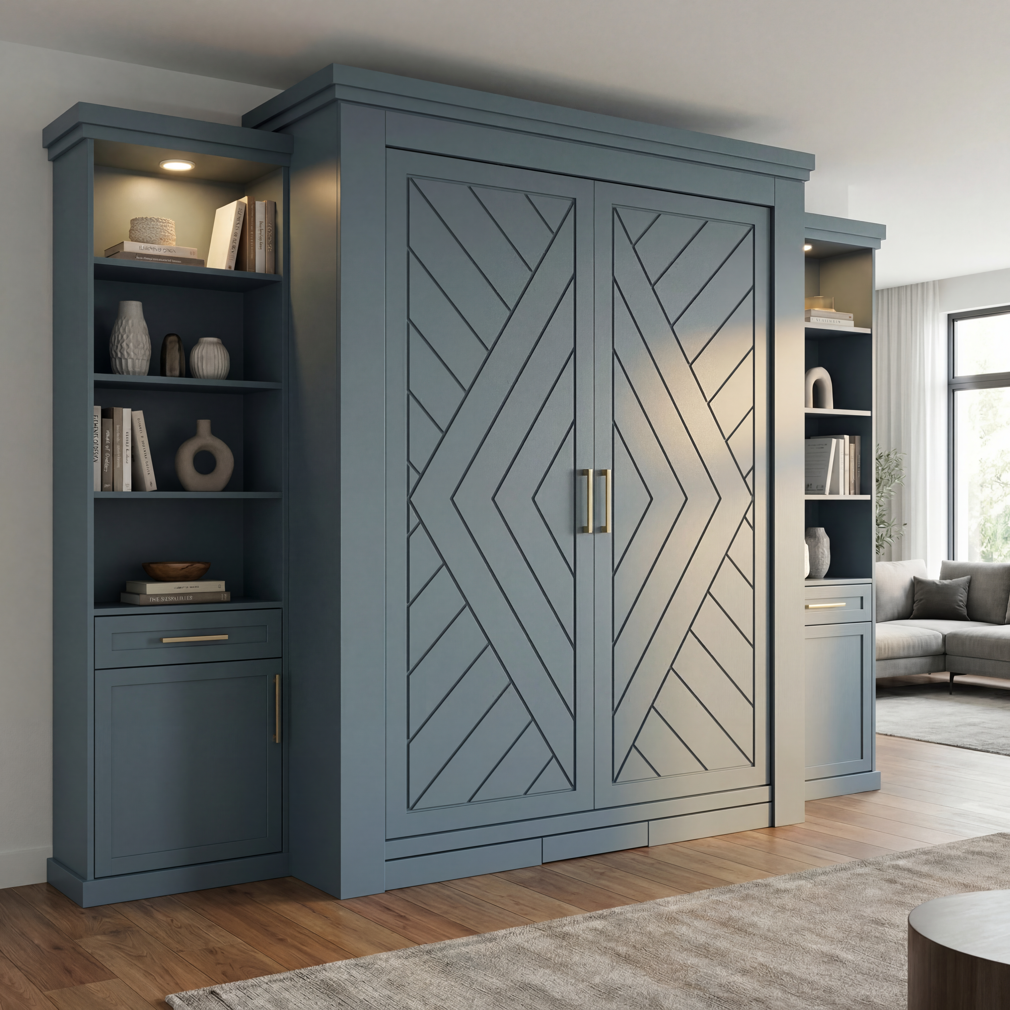 Rotating Murphy Bed Cabinet Library (Style 7) — view 4