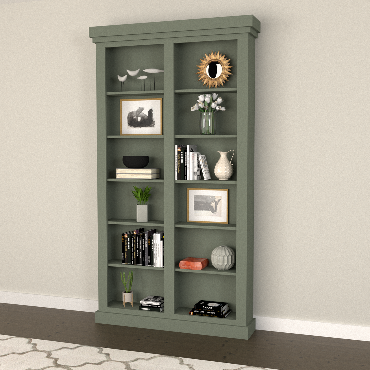 Single Sliding Bookcase Door – Classic Shelves (Style 1) — view 2