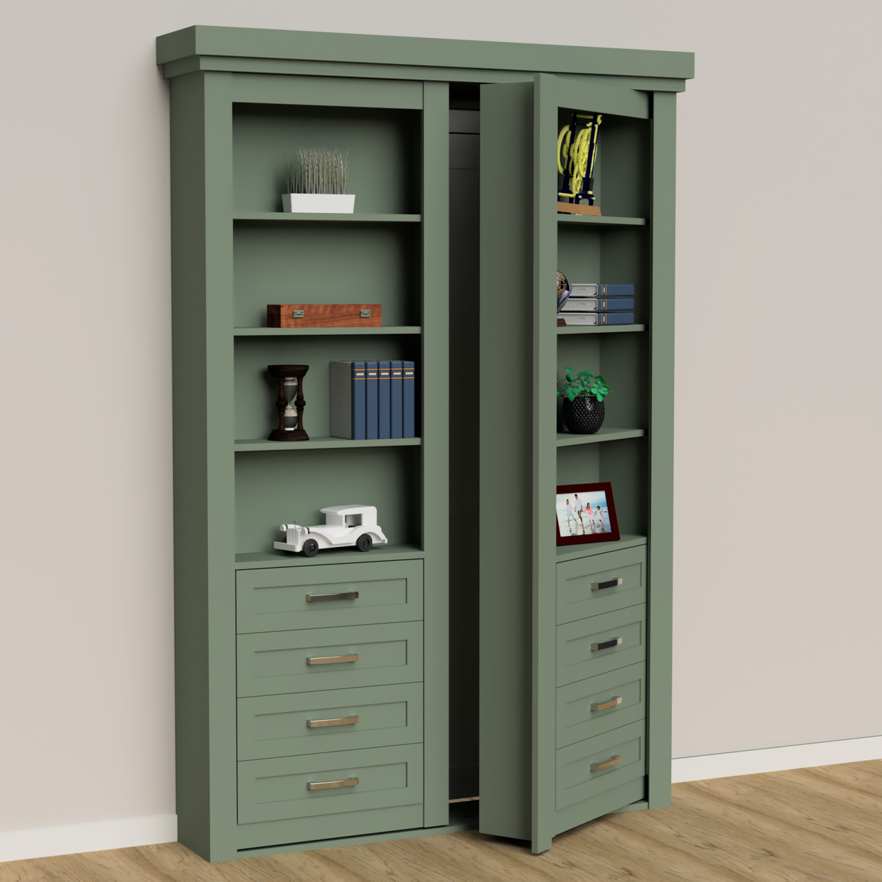 de muro oculta Puerta librero – Drawer Base Design (Estilo 3) by Maderra