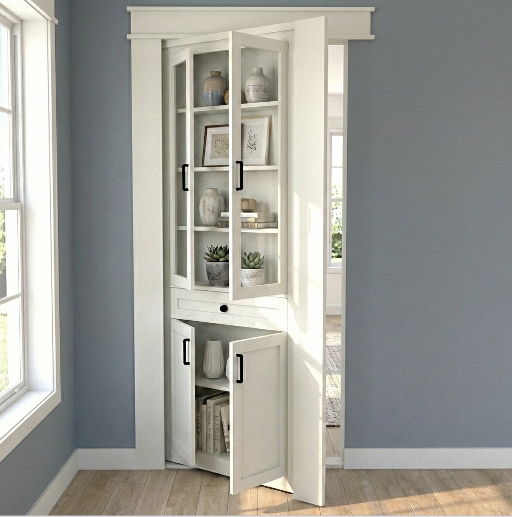 Single Hidden Bookcase Door – Glass Front Cabinet (Style 6) by Maderra
