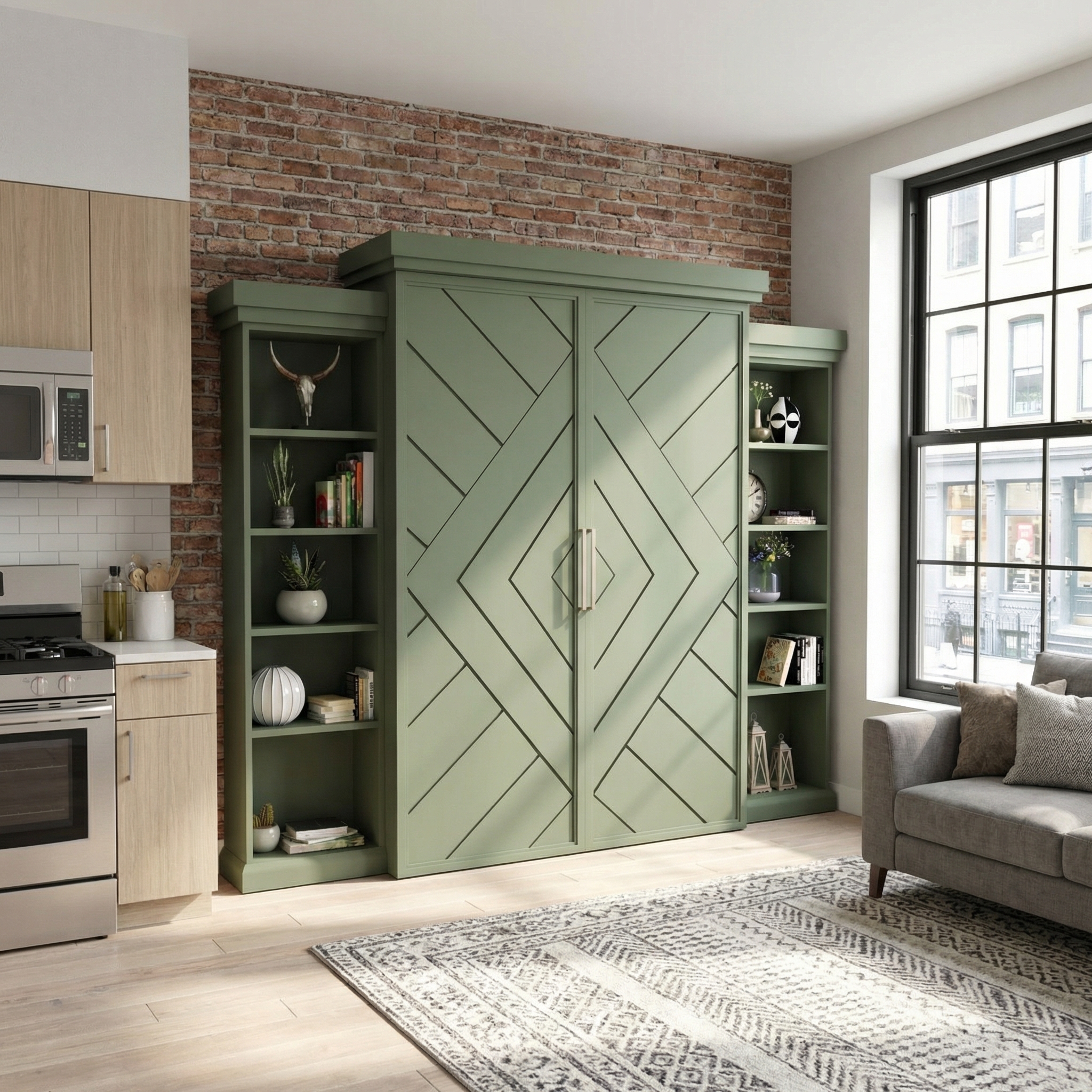 Murphy Bed Cabinet – Herringbone Front (Style 2) by Maderra