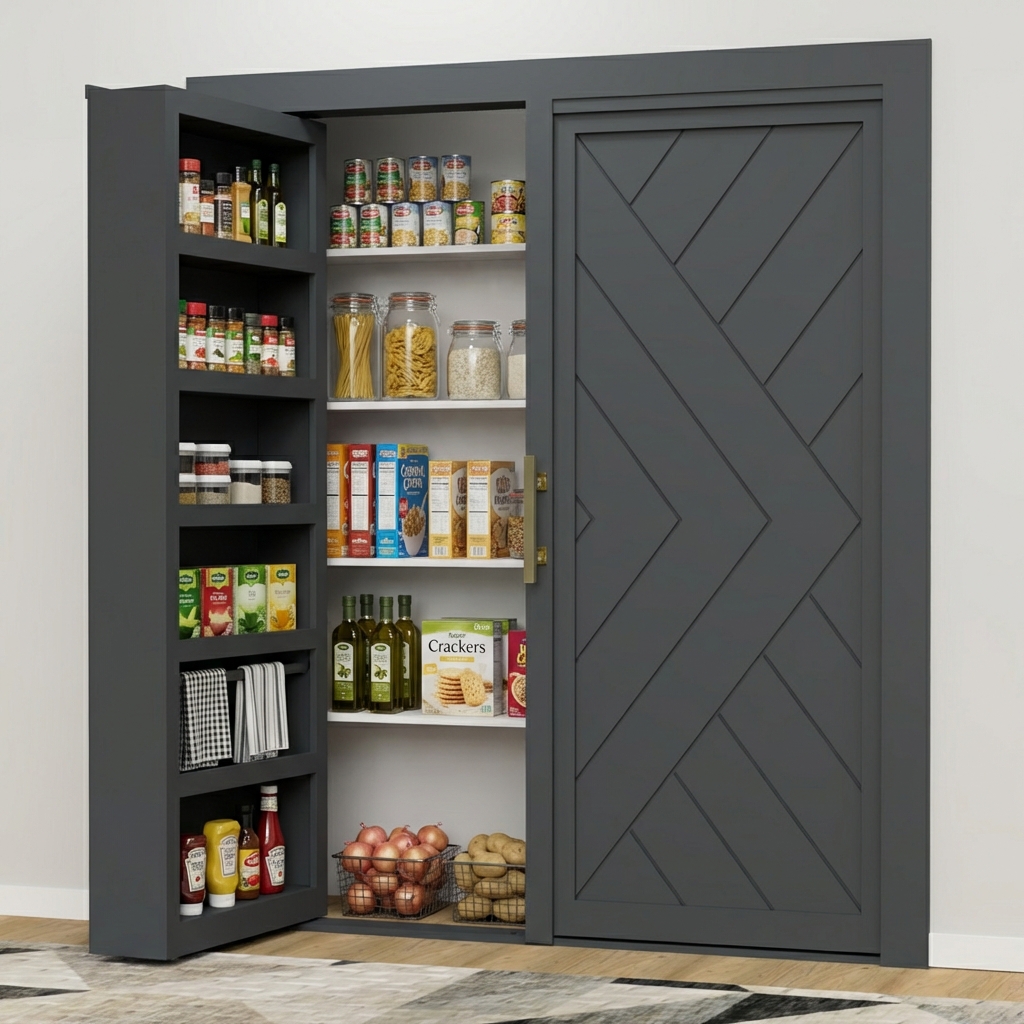 Double Kitchen Pantry Hidden Door (Style 6) by Maderra