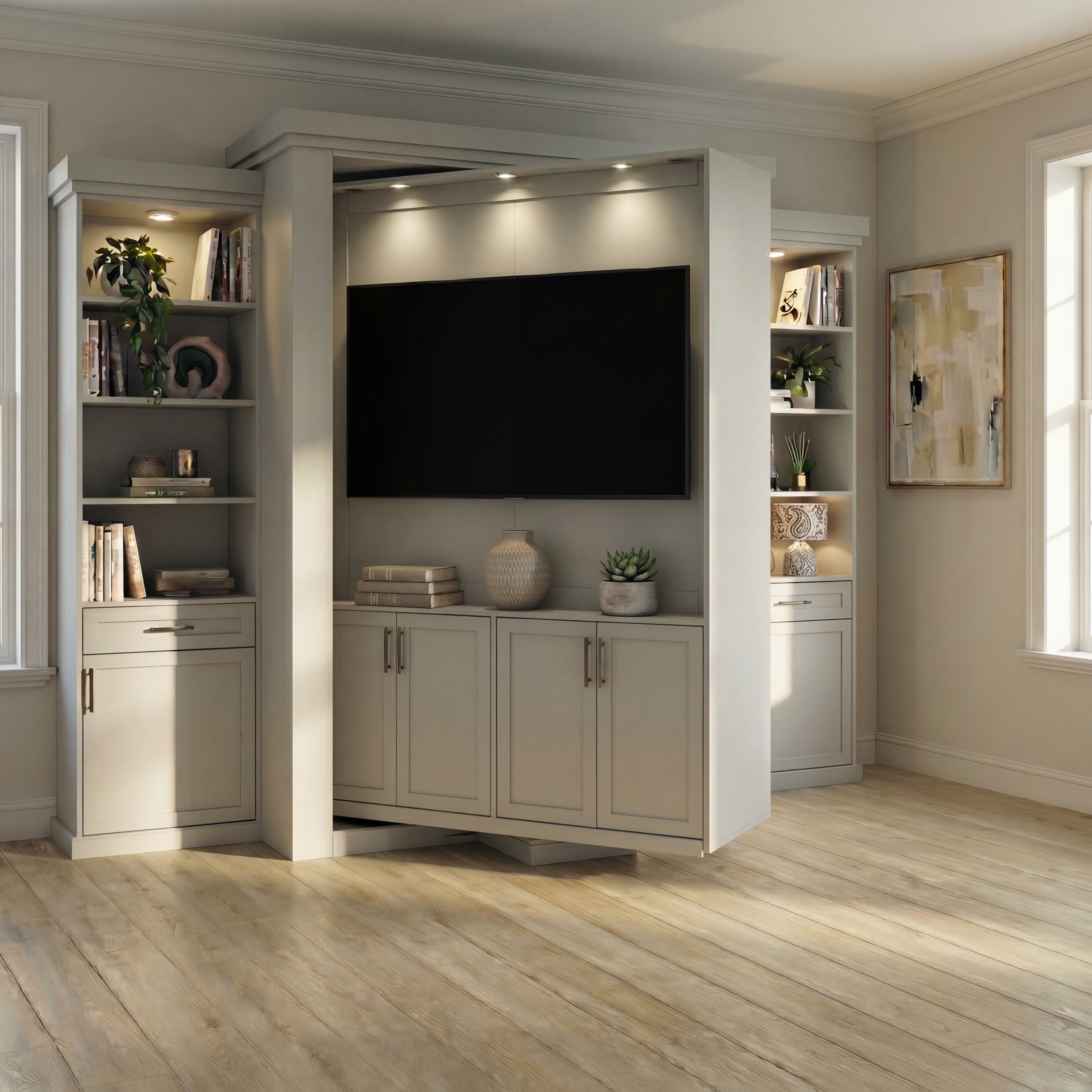 Rotating Murphy Bed Cabinet with TV Center (Style 5) by Maderra
