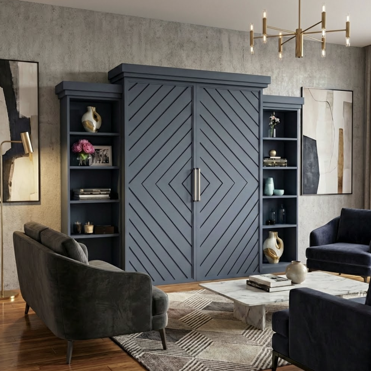 Murphy Bed Cabinet – Chevron Front (Style 1) by Maderra