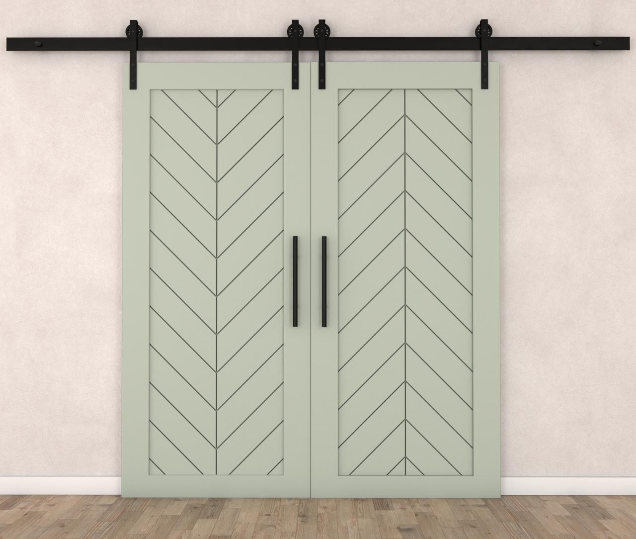 Double Barn Door – Herringbone Panel (Style 4) - Custom Hidden Door by Maderra