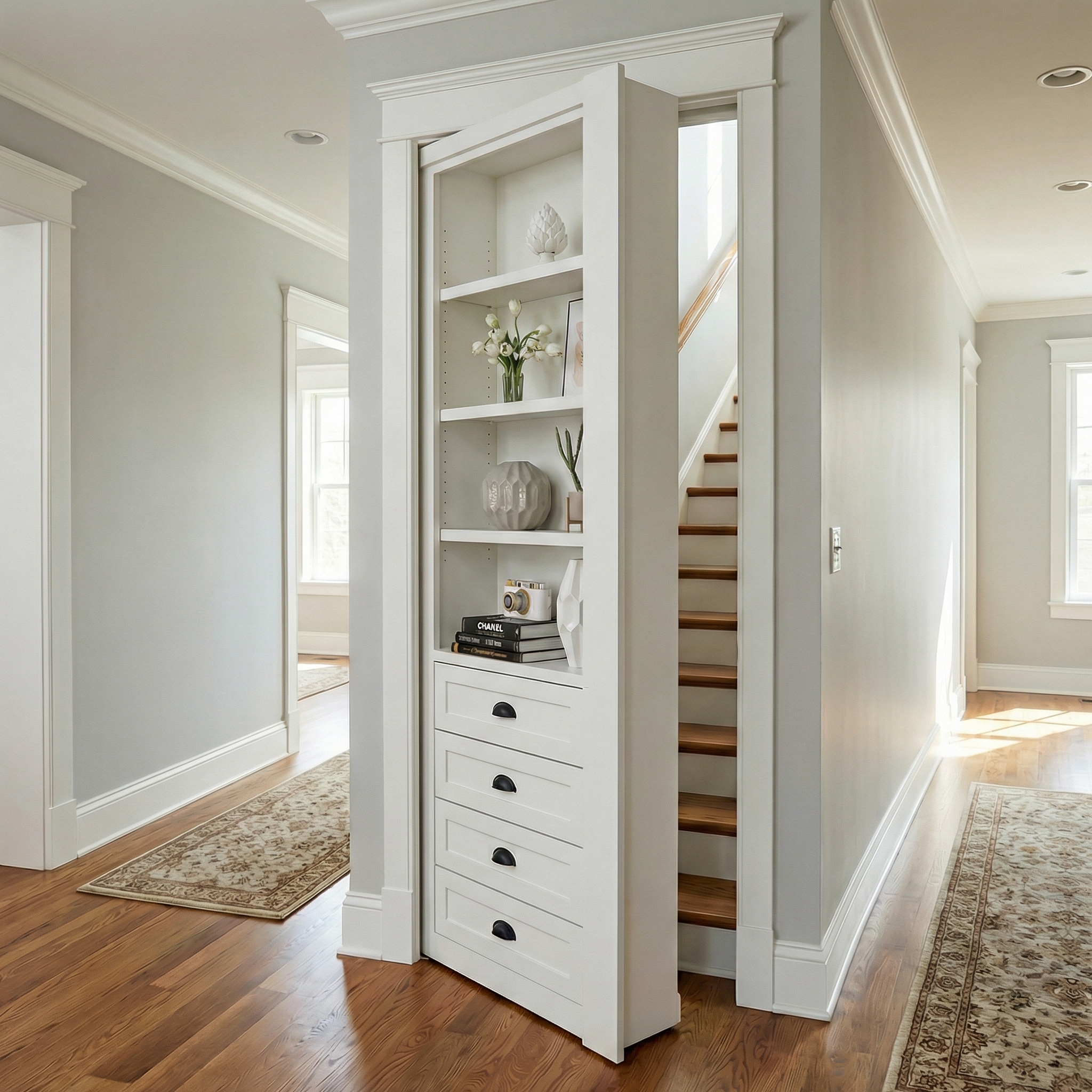 Single Hidden Bookcase Door – Drawer Base Design (Style 4) by Maderra