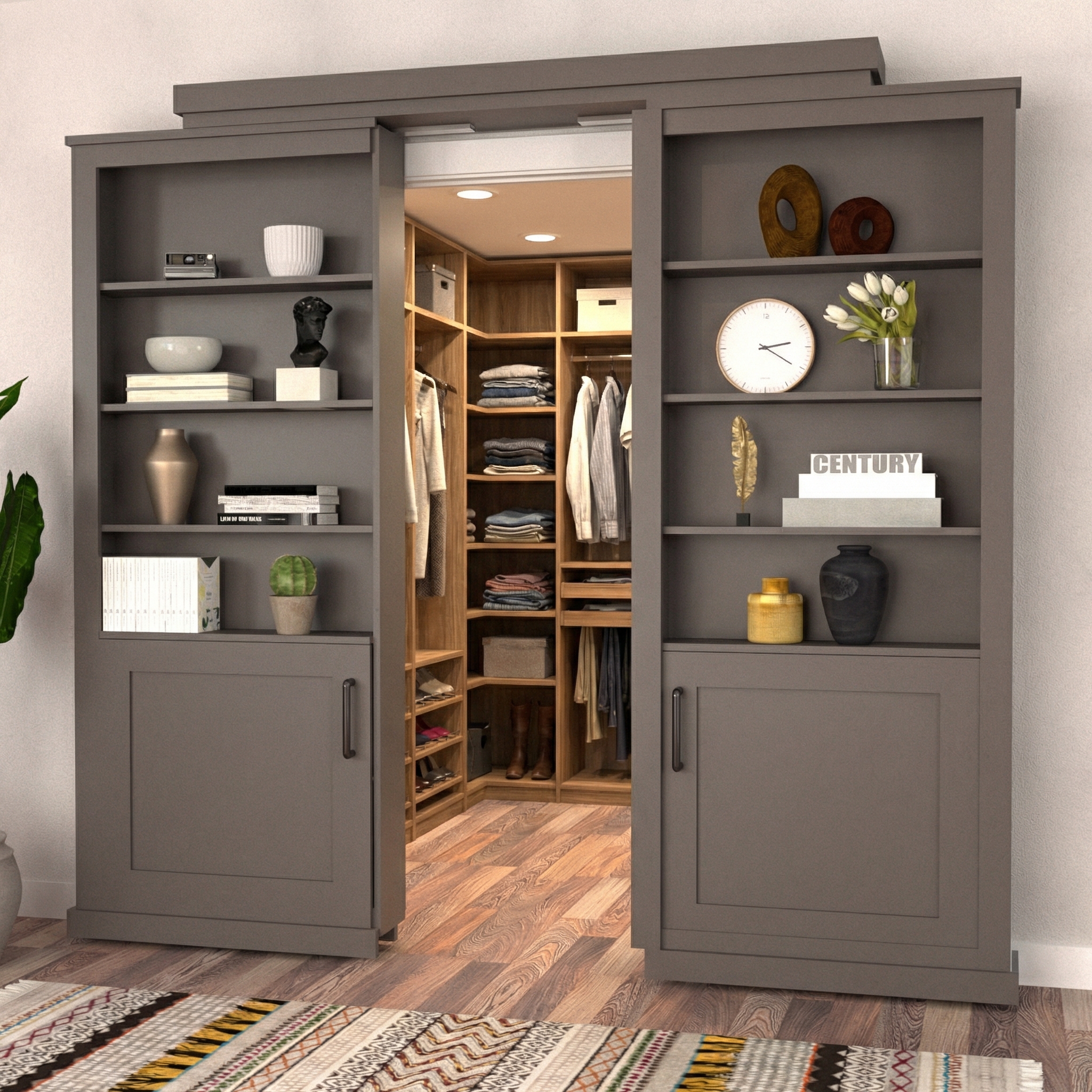 Double Sliding Bookcase Door – Lower Cabinet Storage (Style 2) by Maderra