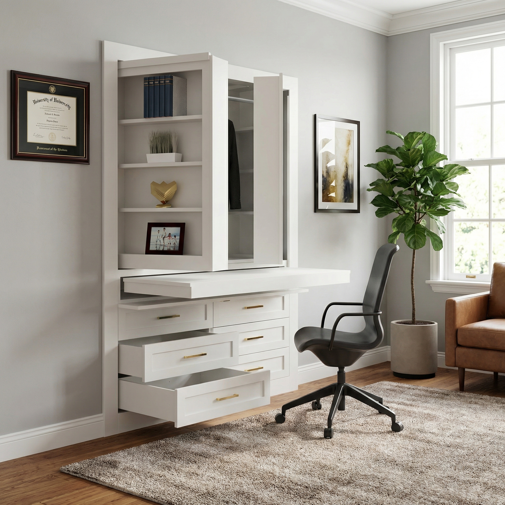 Hidden Closet Double Door with Desk by Maderra