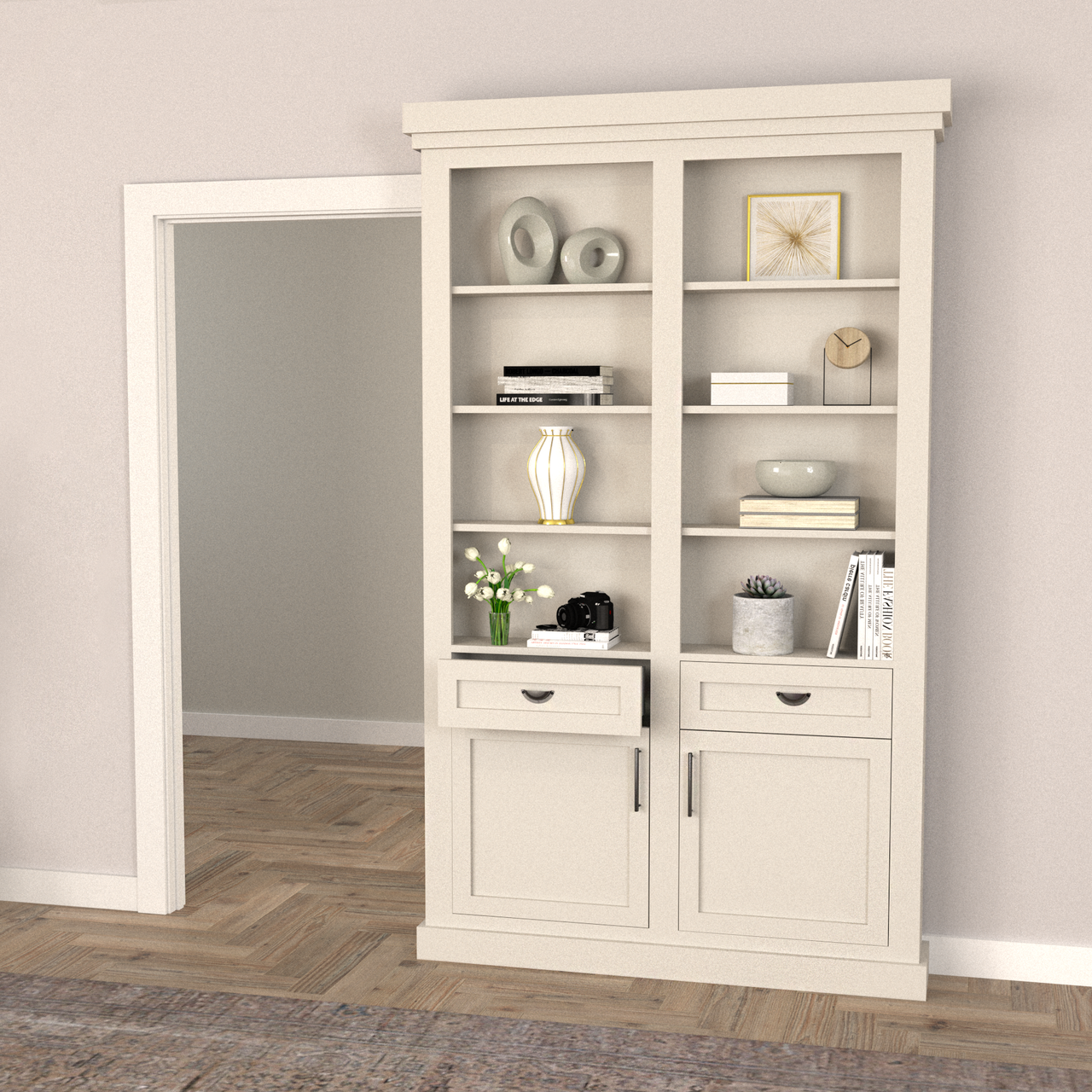 Single Sliding Bookcase Door – Cabinet Base Design (Style 3) by Maderra