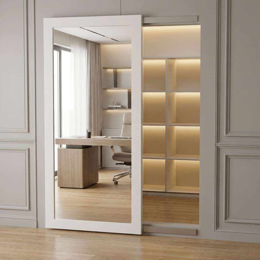 Sliding Wall Mirror Hidden Door by Maderra