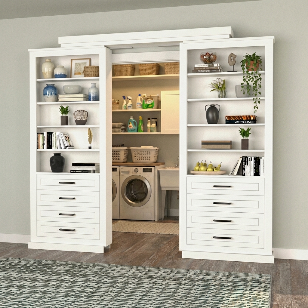 Double Sliding Bookcase Door – Drawer Base Design (Style 4) by Maderra