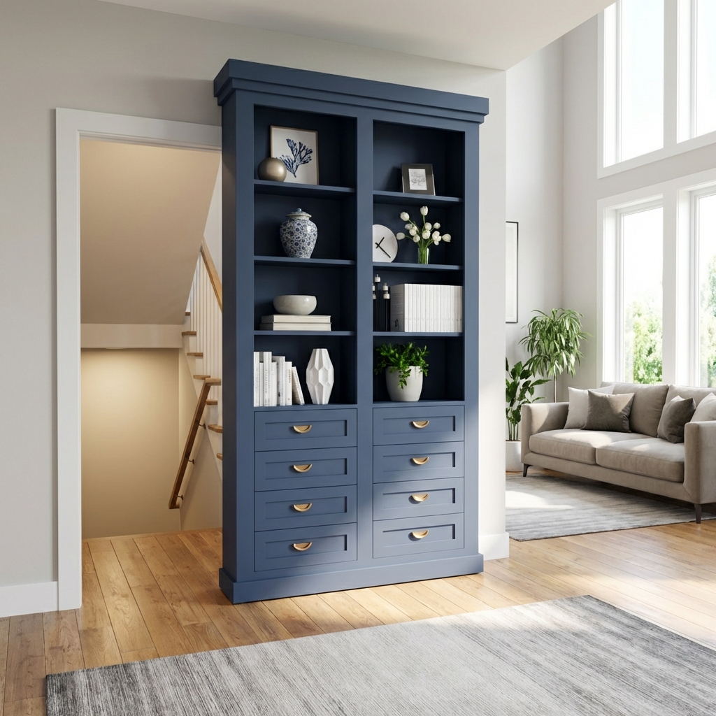 Single Sliding Bookcase Door – Drawer Base Design (Style 4) by Maderra