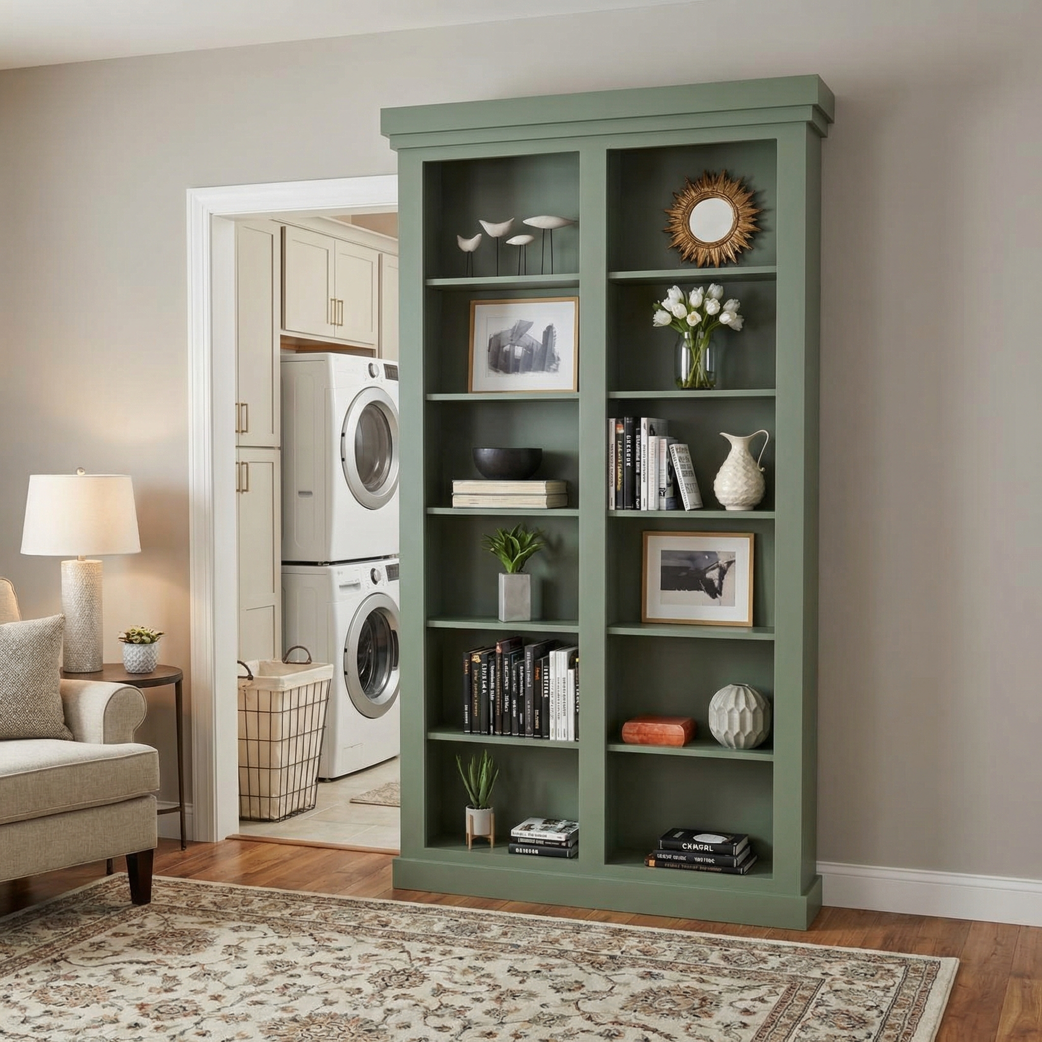 Single Sliding Bookcase Door – Classic Shelves (Style 1) by Maderra
